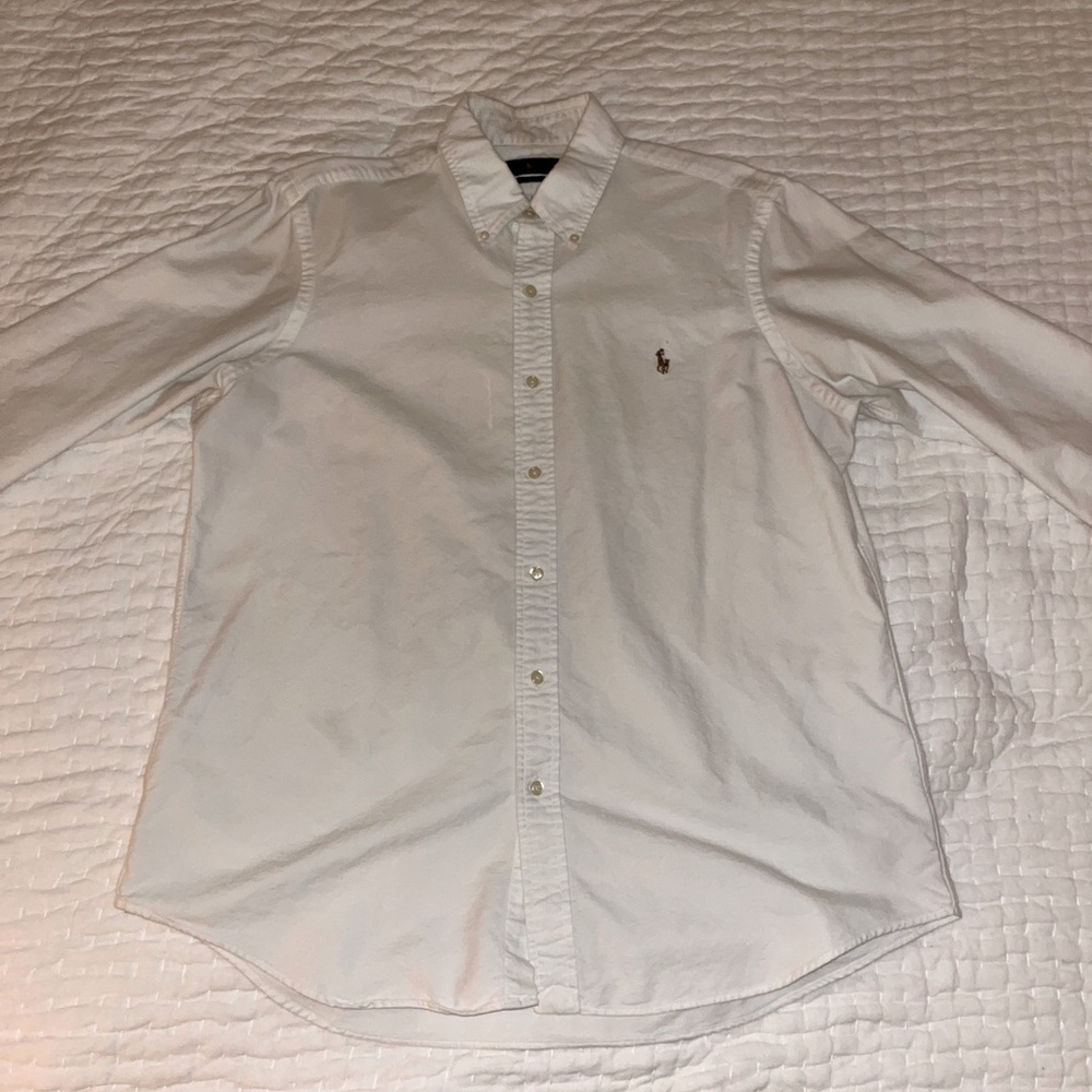 Polo Ralph Lauren White Ling Sleeve Button Down Dress Shirt